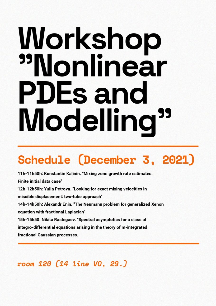 Workshop “Nonlinear PDEs and Modelling”